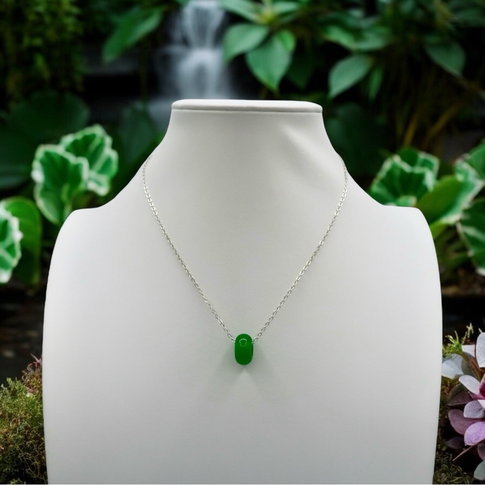 Sterling Silver JADE INFINITY NECKLACE ( S925)